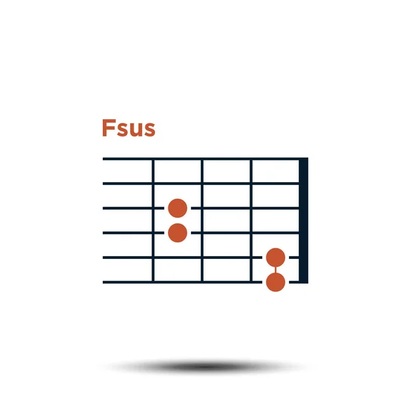 Fsus, grundläggande gitarr ackord diagram ikonen vektor mall — Stock vektor