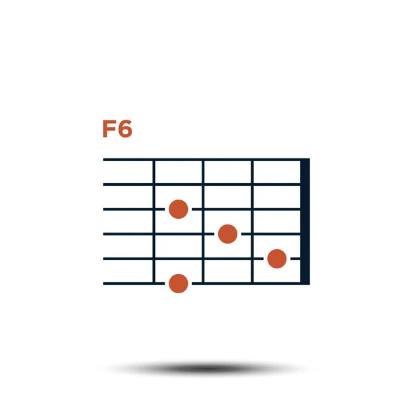 F6, Basic Guitar Chord Chart Icon Vector Template — 스톡 벡터