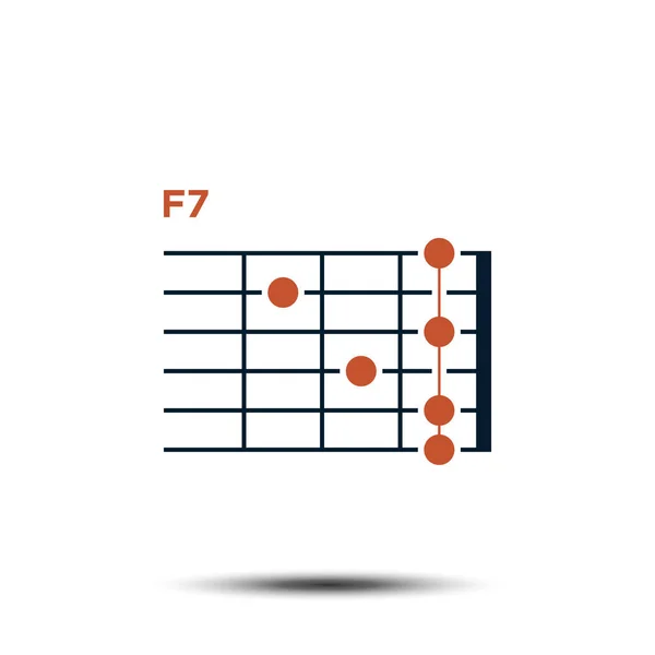 F7, Basic Guitar Chord Chart ikon vektor sablon — Stock Vector