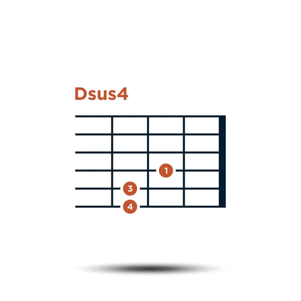 Dsus4, grundlegende Icon-Vektorvorlage für Akkordkarten — Stockvektor