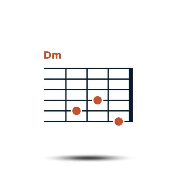 Dm, Basic Guitar Chord Chart ikon vektor sablon — Stock Vector