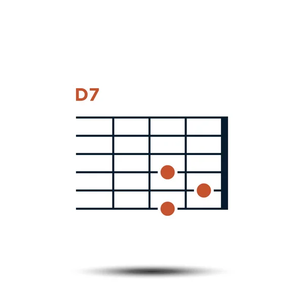 D7, Grundläggande gitarr Chord Diagram Ikon Vektor Mall — Stock vektor