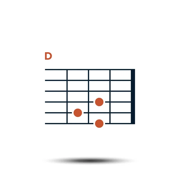 D, Tabla de acordes de guitarra básica Plantilla de vector de icono — Archivo Imágenes Vectoriales