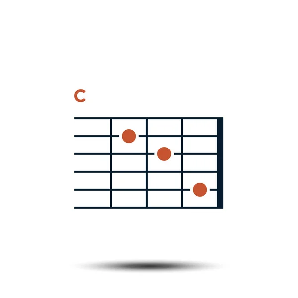 C, Basic Guitar Chord Chart Icon Vector Template — 스톡 벡터