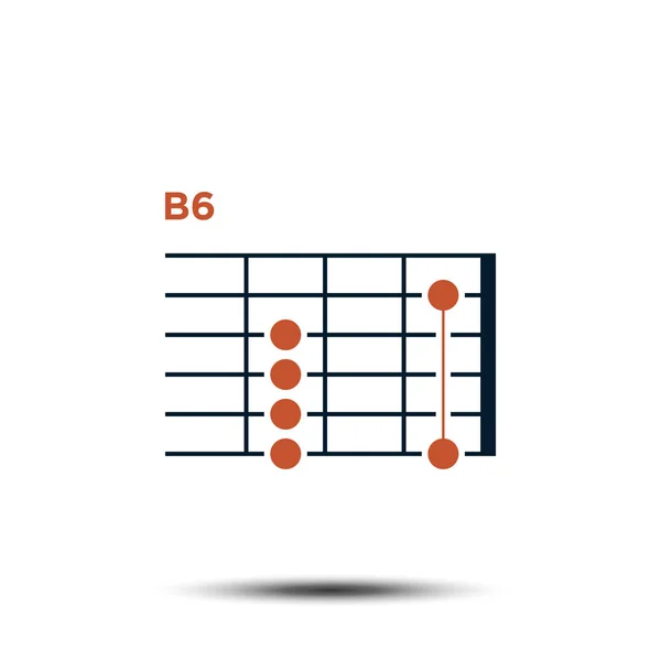 B6, Basic Guitar Chord Chart Icon Vector Template — 스톡 벡터