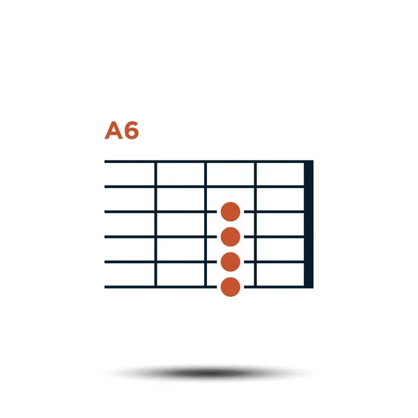 A6, Tabla de acordes de guitarra básica Plantilla de vector de icono — Archivo Imágenes Vectoriales
