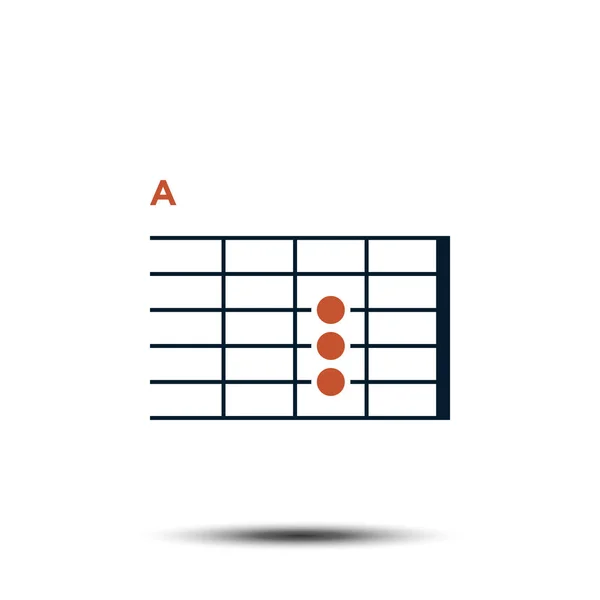 A, Basic Guitar Chord Chart Icon Vector Template — 스톡 벡터