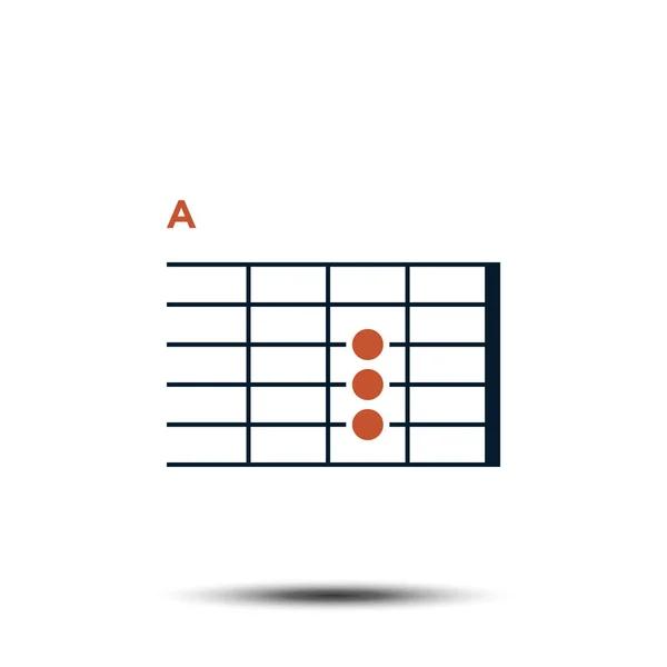 A, Tabla de acordes de guitarra básica Plantilla de vector de icono — Archivo Imágenes Vectoriales