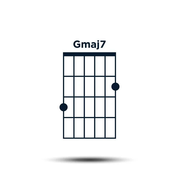 Gmaj7, Basic Guitar Chord Chart Icon Vector Template — 스톡 벡터