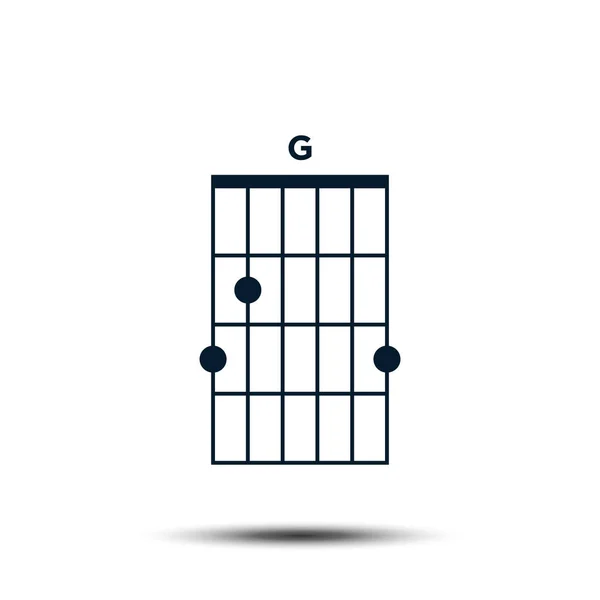 G, Basic Guitar Chord Chart Icon Vector Template — Stock Vector