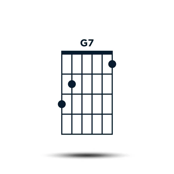 G7, Basic Guitar Chord Chart Icon Vector Template — 스톡 벡터