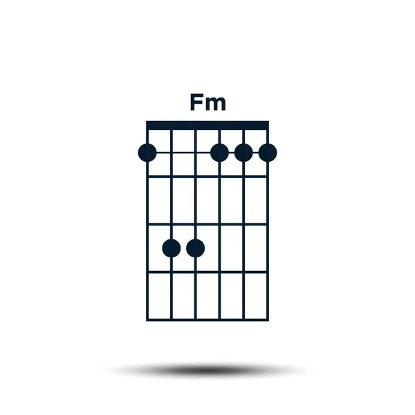 Fm, Temel Gitar Akordu Grafik Simgesi Vektör Şablonu — Stok Vektör