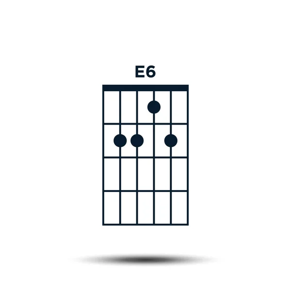 E6, Základní kytarový akordový graf Vektorová šablona ikony — Stockový vektor