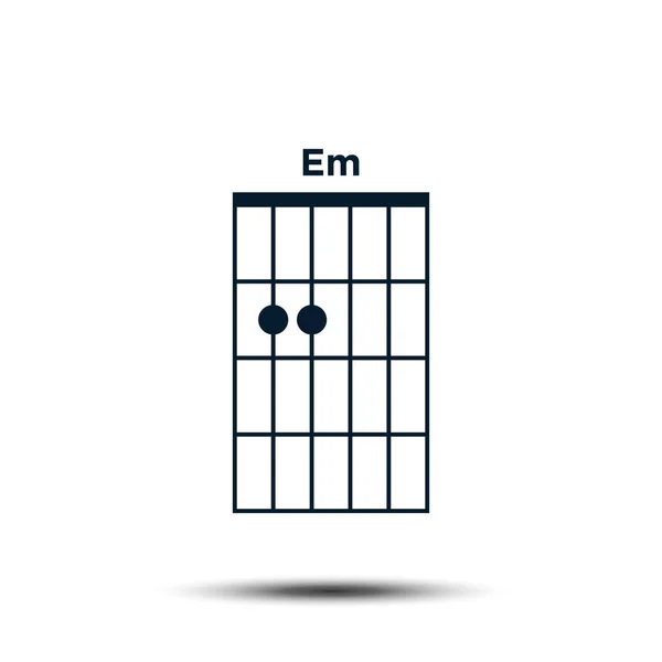 Em, Tabla de acordes de guitarra básica Plantilla de vector de icono — Archivo Imágenes Vectoriales