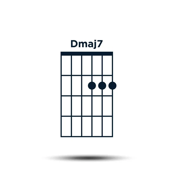 Dmaj7, grundläggande gitarr ackord diagram ikonen vektor mall — Stock vektor