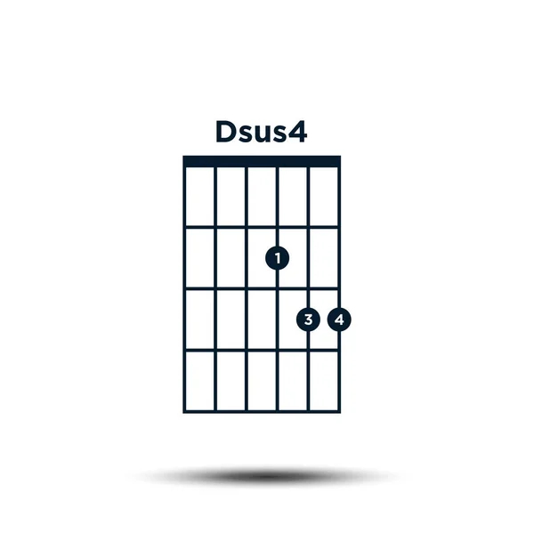 Dsus4, Chitarra di base Chord Chart Icona modello vettoriale — Vettoriale Stock