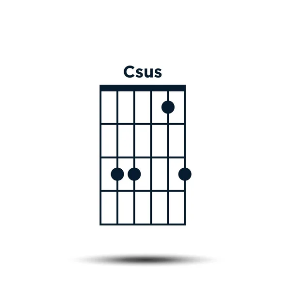 C sus, Temel Gitar Akordu Grafik Simgesi Vektör Şablonu — Stok Vektör