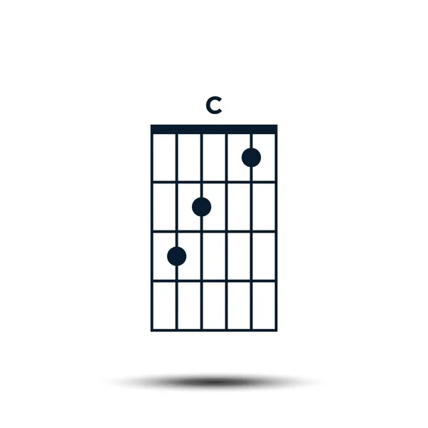 C, Grundläggande gitarr ackord diagram ikonen vektor mall — Stock vektor