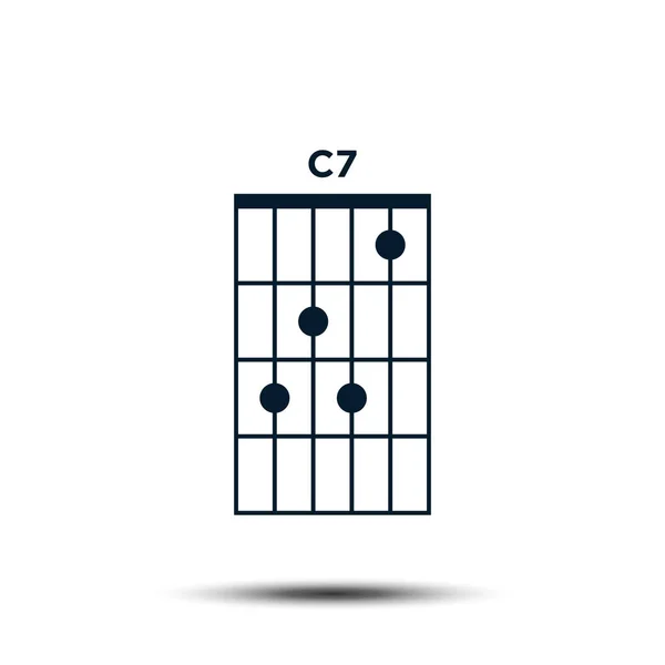 C7, Basic Guitar Chord Chart Icon Vector Template — Stock Vector