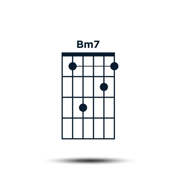 Bm7, Basic Guitar Chord Chart Icon Vector Template — 스톡 벡터