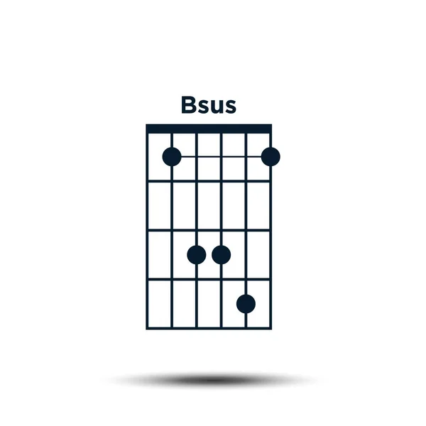 Bsus, Basic Guitar Chord Chart Icon Vector Template — 스톡 벡터