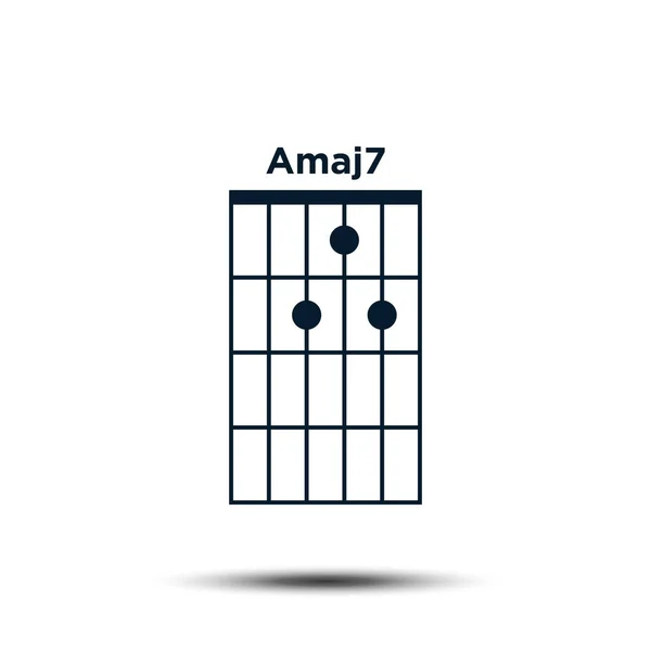 Amaj7, grundläggande gitarr ackord diagram ikonen vektor mall — Stock vektor