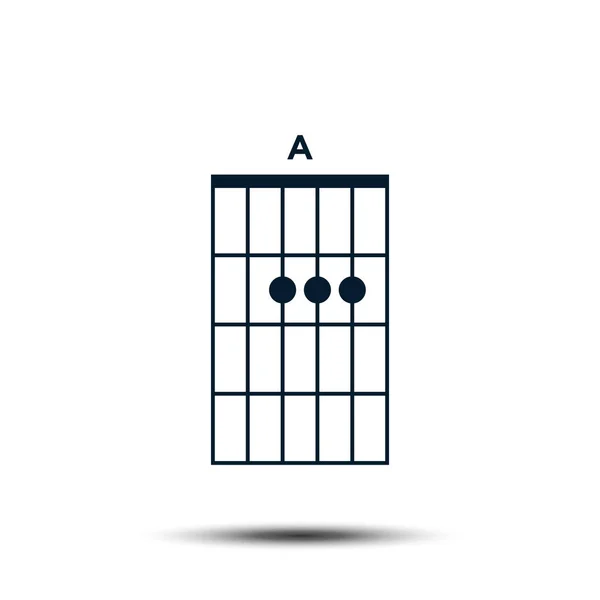 A, Basic Guitar Chord Chart Icon Vector Template — 스톡 벡터