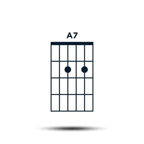 A7, Basic Guitar Chord Chart Icon Vector Template — 스톡 벡터