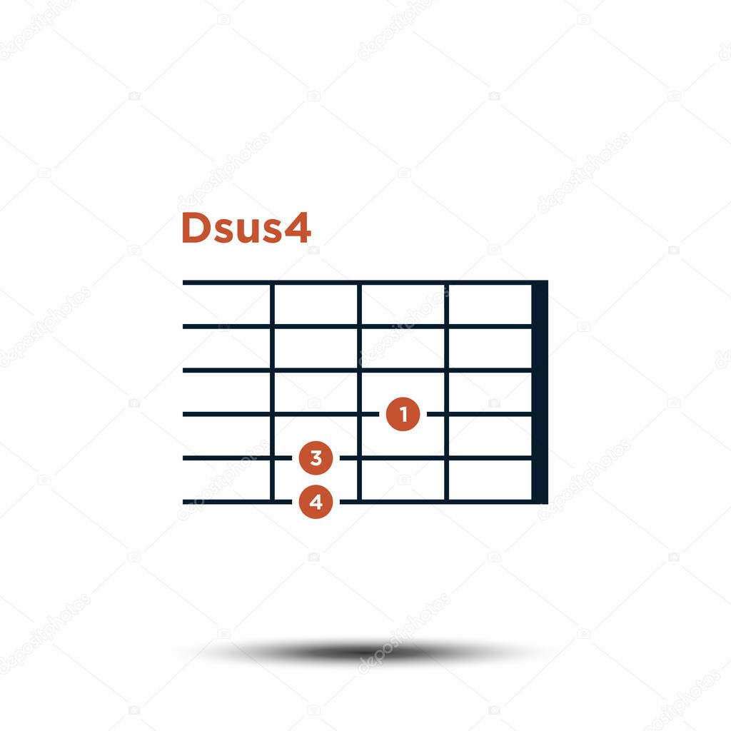 Dsus4 Basic Guitar Chord Chart Icon Vector Template Premium Vector In Adobe Illustrator Ai Ai Format Encapsulated Postscript Eps Eps Format