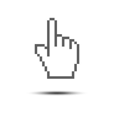 Cursor Pointer Icon Template. Click Finger Pixel Illustration Design.