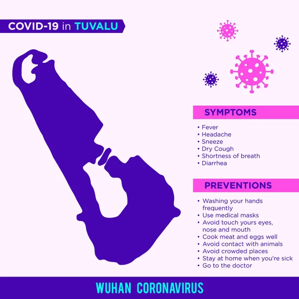 Tuvalu Australské Kontinenty Covid Corona Virus Map Infographic Template Eps — Stockový vektor