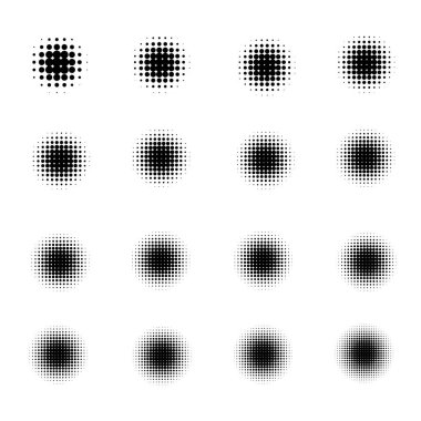 Beyaz arka plan üzerinde izole noktalı resim Sset daireler. Noktalı resim etkisi nokta desenlerini topluluğu. Vektör çizim.