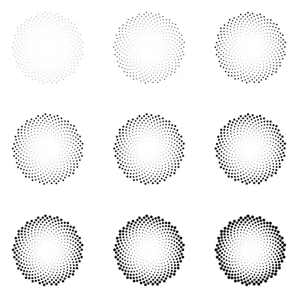 Halftone bezaaid cirkels geïsoleerd op de witte achtergrond. Effect vector halftoonpatroon. Willekeurig verdeelde punten voor uw ontwerp. — Stockvector