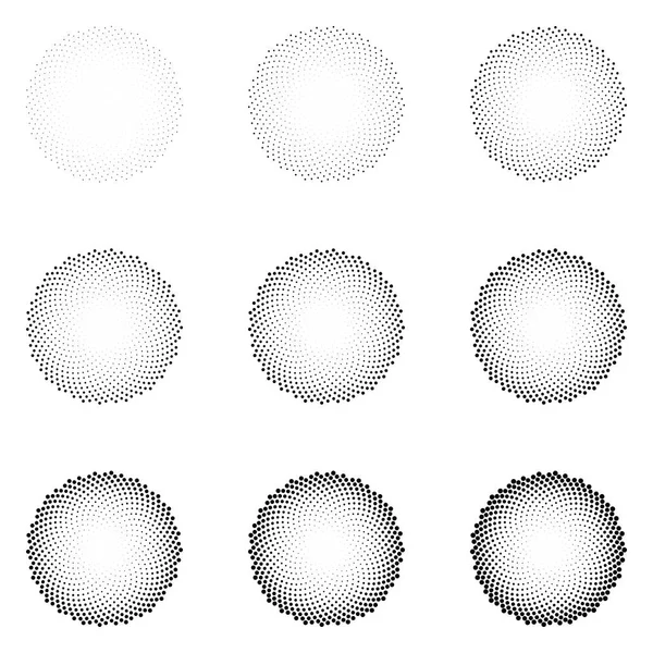 Halftone bezaaid cirkels geïsoleerd op de witte achtergrond. Effect vector halftoonpatroon. Willekeurig verdeelde punten voor uw ontwerp. — Stockvector