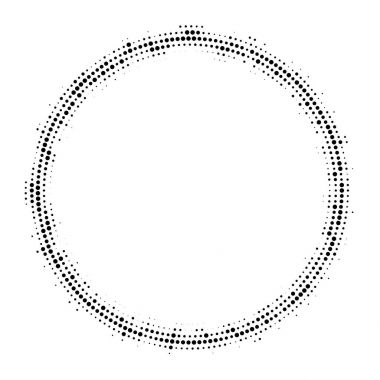 Dairesel yayın dağıtılmış arka plan noktalı yarım ton. Noktalı resim efekti vektör desen.