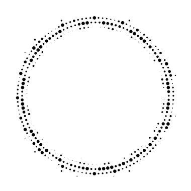 Dairesel yayın dağıtılmış arka plan noktalı yarım ton. Noktalı resim efekti vektör desen.