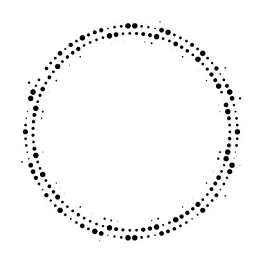 Dairesel yayın dağıtılmış arka plan noktalı yarım ton. Noktalı resim efekti vektör desen.