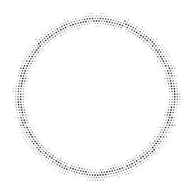 Dairesel yayın dağıtılmış arka plan noktalı yarım ton. Noktalı resim efekti vektör desen.
