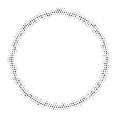 Dairesel yayın dağıtılmış arka plan noktalı yarım ton. Noktalı resim efekti vektör desen.