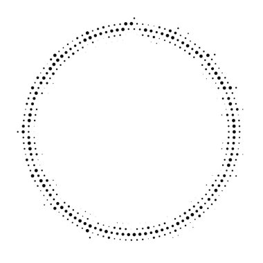 Dairesel yayın dağıtılmış arka plan noktalı yarım ton. Noktalı resim efekti vektör desen.