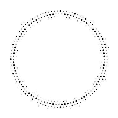 Dairesel yayın dağıtılmış arka plan noktalı yarım ton. Noktalı resim efekti vektör desen.
