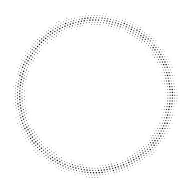 Dairesel yayın dağıtılmış arka plan noktalı yarım ton. Noktalı resim efekti vektör desen.