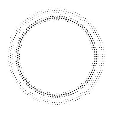 Dairesel yayın dağıtılmış arka plan noktalı yarım ton. Noktalı resim efekti vektör desen.