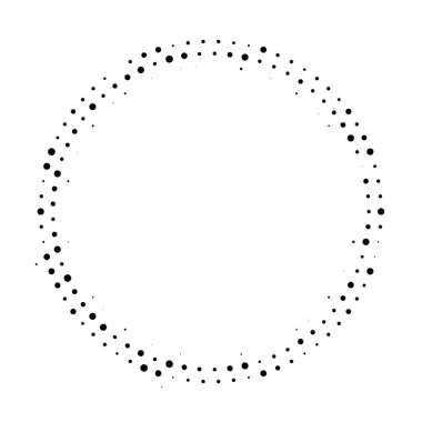 Dairesel yayın dağıtılmış arka plan noktalı yarım ton. Noktalı resim efekti vektör desen.