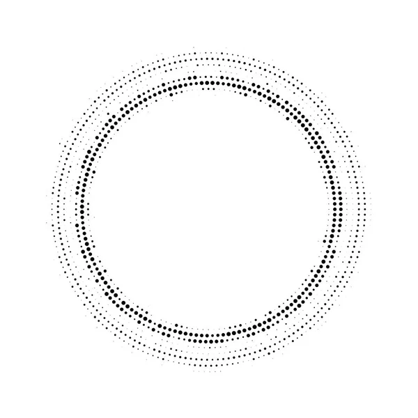 Fondo punteado medio tono distribuido circularmente. Patrón vectorial efecto de medio tono . — Vector de stock