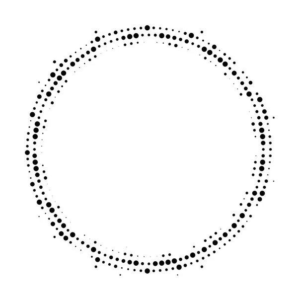 Halvton prickig bakgrund cirkulärt distribueras. Halvtonsmönster effekt vektor. — Stock vektor
