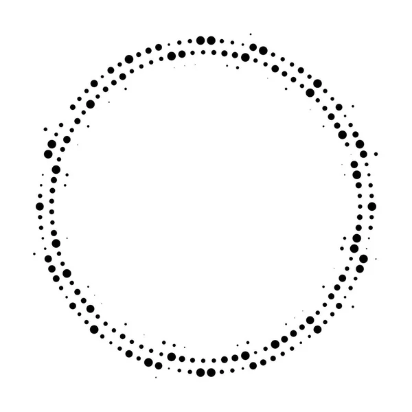 Meio-tom fundo pontilhado distribuído circularmente. Padrão vetorial de efeito de meio-tom . — Vetor de Stock