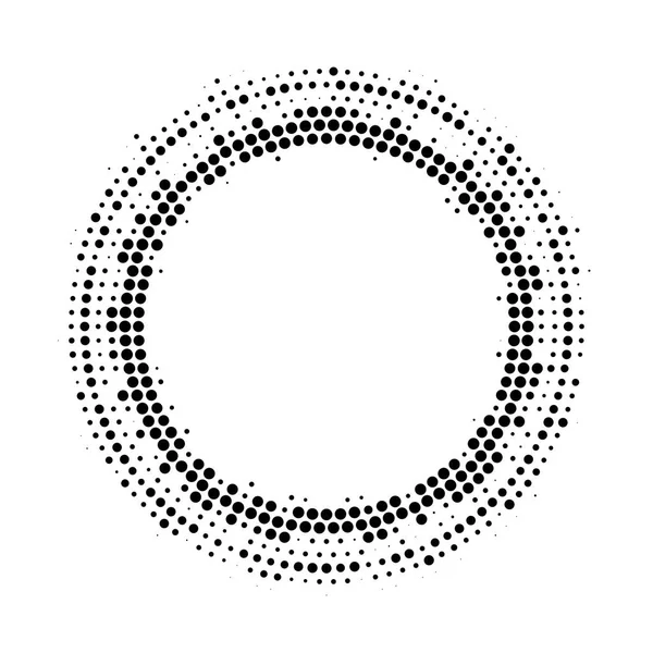 Fondo punteado medio tono distribuido circularmente. Patrón vectorial efecto de medio tono . — Archivo Imágenes Vectoriales