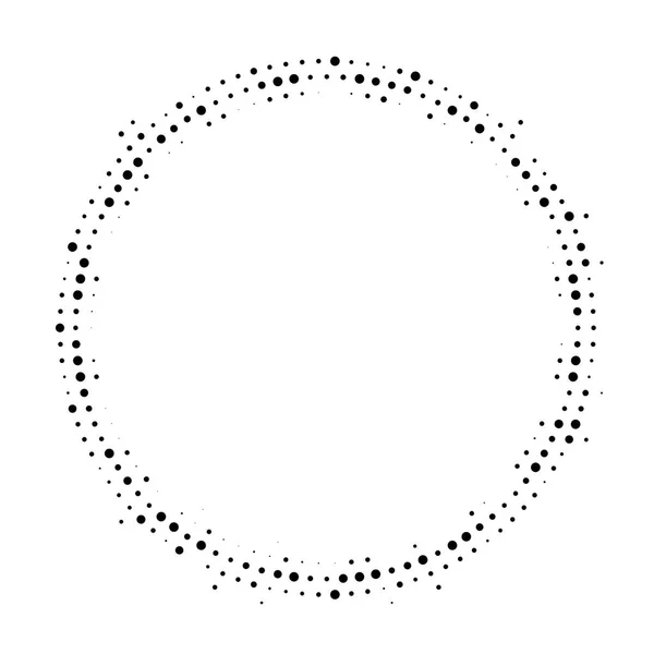 Meio-tom fundo pontilhado distribuído circularmente. Padrão vetorial de efeito de meio-tom . — Vetor de Stock