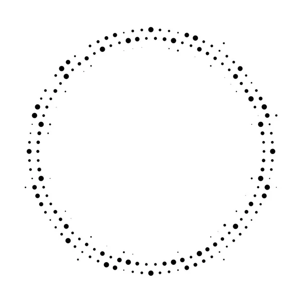 Halvton prickig bakgrund cirkulärt distribueras. Halvtonsmönster effekt vektor. — Stock vektor